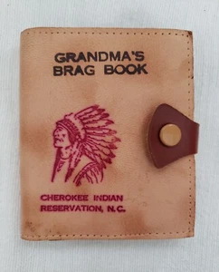 EUC*Vtg Small Brown Leather Pocket Photo Album Cherokee Indian Reservation, N.C. - Picture 1 of 9