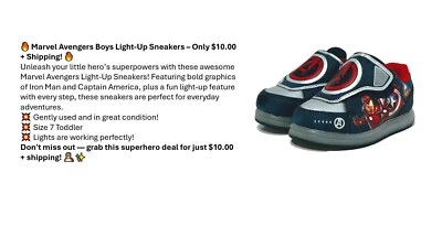 Кроссовки для мальчиков Marvel Avengers с подсветкой размер 7 (свет работает) - Изображение 1 из 4