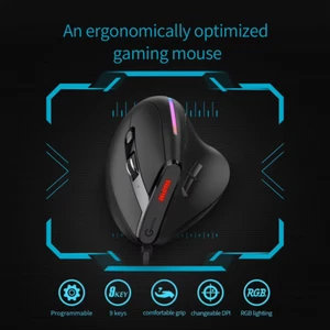 ZELOTES T-50 Vertical Gaming Mouse Ergonomic 9 Buttons USB Wired Vertical Optica - Picture 1 of 12