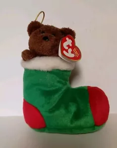 TY Beanie Baby - STOCKINGS the Bear in Stocking (6.5 inch) - Picture 1 of 11