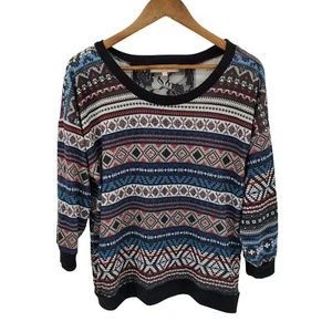 Almost Famous Womens Multicolor Striped Pullover Sweater Size 1X Open Back Lace - Picture 1 of 10