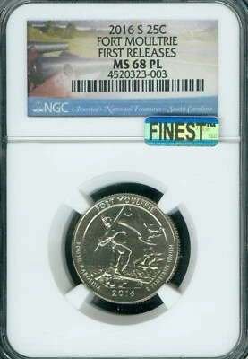 2016 S FORT MOULTRIE QUARTER NGC MS68 PL MAC FINEST & SPOTLESS POP 2 * - Image 1 of 2