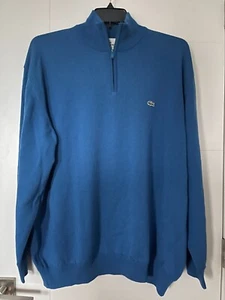 NWT LACOSTE MEN'S HALF ZIP LAMBSWOOL SWEATER CROC LOGO BLUE $200+ Sz 3XL/9 - Picture 1 of 4