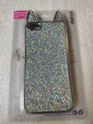 Funda para teléfono iPhone 5/5s/SE con cuernos de diablo brillantes plateada Foto 1 de 4