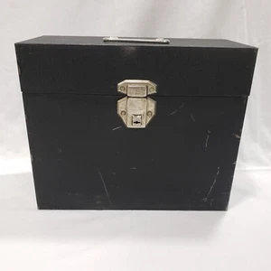 Vtg Union Steel File Chest Metal Military Style Black Industrial Decor No Key - Picture 1 of 14