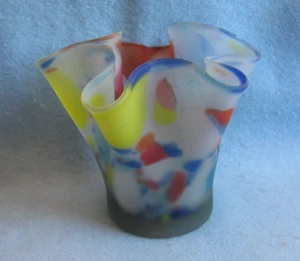 Vintage Hand Blown Multi-Color Glass Vase Satin Finish Mid Century - Picture 1 of 6
