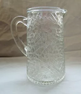 Vintage L.E. Smith By Cracky Clear Pitcher - Faux Crackle Glass - Picture 1 of 4