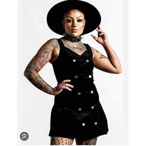 Mini Vestido Killstar Griselda Pana Negro Mujer Talla: L - Imagen 1 de 10