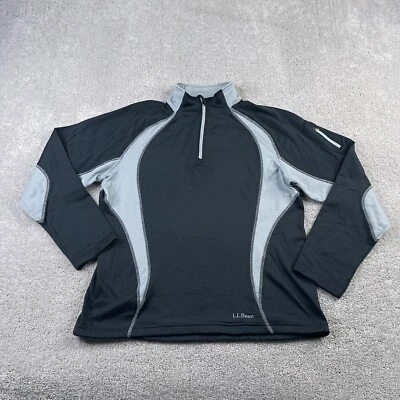 Suéter LL Bean Para Hombres Grande Negro Gris Polar Forrado con Gofres Cuarto Cremallera Pullover Foto 1 de 4