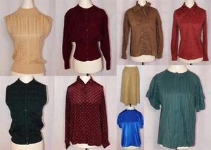 Vintage 9 Pcs Lot JAEGER Women's Button Down Blouses Sweater Knit Vests Skirt - Picture 1 of 11