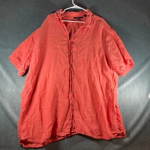 Perry Ellis Mens Shirt Size 3XLT Coral Linen Collared Short Sleeve Button-Up - Picture 1 of 10