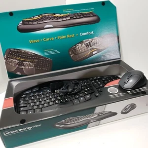 Logitech Cordless Desktop Wave Ergonomic Keyboard M720 LASER Mouse 920-000264 - Picture 1 of 15