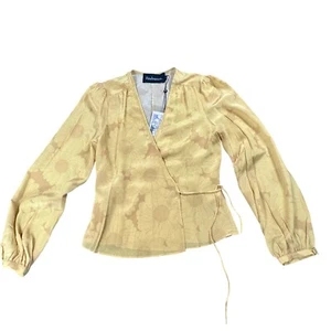 NWT Realisation Par The Stevie Top Sunflower 100% Silk Wrap Top Medium - Picture 1 of 7