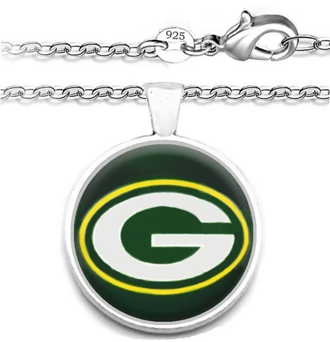 Green Bay Packers Mens Womens 925 Silver Link Chain Necklace With Pendant A1 Cover