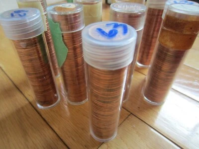 Roll of 1963 Canada Small Cents (50 Coins). RED UNC  Penny 1p 1c - Image 1 of 4