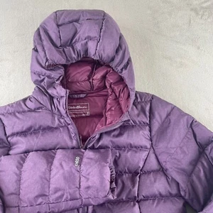Eddie Bauer CirrusLite Down Parka Women Medium Eggplant EB650 Fill DWR Hood NWOT - Picture 1 of 9