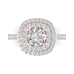 1.75 CT Round Cut halo anniversary Ring Bridal band 14k White/Rose gold - Picture 1 of 11