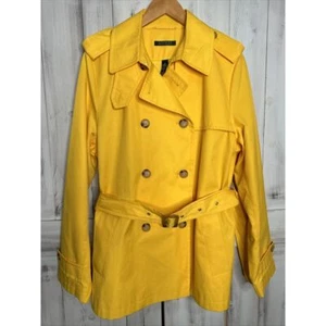 WOMENS LAUREN RALPH LAUREN YELLOW DOUBLE BREASTED BELTED TRENCH COAT JACKET XL - Picture 1 of 21