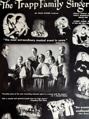 The Trapp Family Singers 1943 Booking Ad Musical Performer Concert - Image 1 of 3