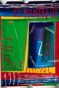JAZZ FESTIVAL MONTREUX,NICOLA DE MARIA,1988 RARE 1987 PROMO SERIGRAPH PRINT - Picture 1 of 8