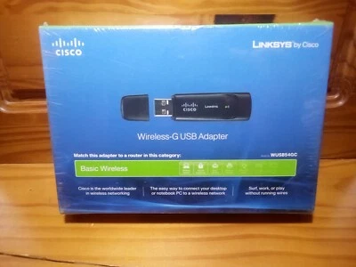 New/Sealed!! Linksys WUSB54GC Compact Wireless-G USB 2.0 WIFI Adapter Dongle - Image 1 of 2