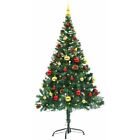 vidaXL Faux Christmas Green Tree Decorated with Red Gold Baubles and LEDs 150cm 