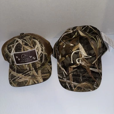 Lot Of 2 Ducks Unlimited Camouflage duck hunting cap Hat Embroidered - Image 1 of 3