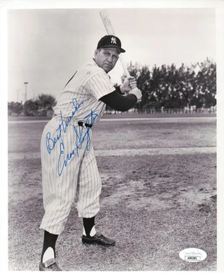 Enos Slaughter Signed Autograph 8X10 Photo Yankees Vintage Bat Pose JSA AR82981 - Image 1 of 2