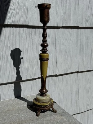 Vintage Rembrandt Lamp Brass Marble Footed Torchiere Table Lamp - Image 1 of 4