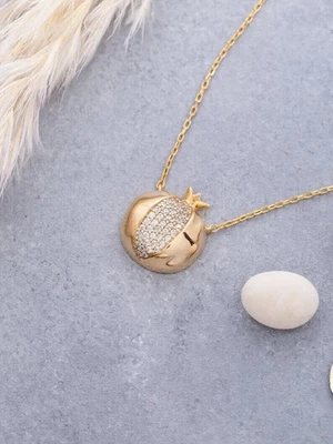 2.0Ct Round Cut Lab Created Diamond Pomegranate Pendant 14k Yellow Gold Plated - Image 1 of 4