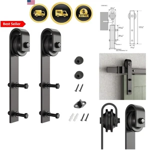 Sliding Barn Door Hardware Hangers 2pcs Black J Shape Steel Heavy Duty - Picture 1 of 9