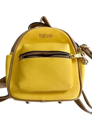 Verde Mini Backpack Yellow Faux Leather Adjustable Strap Zip Closure - Image 1 of 4