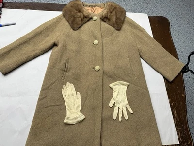 Abrigo y guantes vintage de tela de topacio Stevens Hockanum vintage de los años 50 Foto 1 de 4