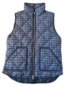 NWT J Crew Women’s Puffer Vest Size Small Pockets Gingham Pattern oct25 - Picture 1 of 14