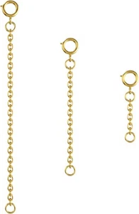 Lot de 3 chaînes rallonges collier or 18 carats avec homard pour colliers bracelet cheville - Photo 1/7
