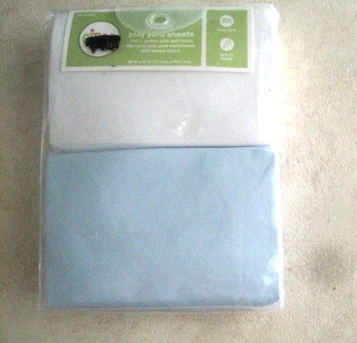 2 HOJAS CIRCO BEBÉ PATIO 28"x41" NUEVAS 1 AZUL Y UNA BLANCA Foto 1 de 2