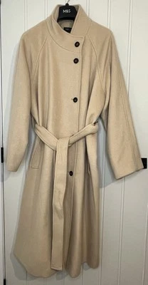Marks and Spencer Funnel Neck Belted Coat With Wool Neutral XL 20-22 RRP £99 - Image 1 of 4