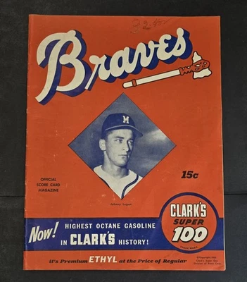 1953 Milwaukee Braves Program Vintage Johnny Logan vs. Chicago Cubs Unscored - Image 1 of 4