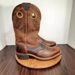 Ariat Heritage Roughstock Hombres 9.5 Botas Marrón Engrasado Rowdy Puntera Cuadrada Western - Imagen 1 de 11