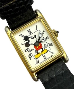 Disney Lorus Slim Mickey Mouse Watch Gold Tone Women’s Rectangle New Battery - Picture 1 of 10