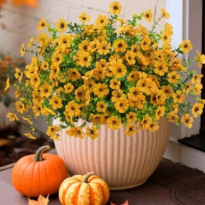 16 paquetes de flores artificiales de otoño para mamás para exteriores, falsas mamás para exteriores... - Imagen 1 de 9