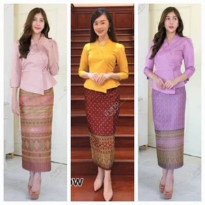Dress Thai Laos Asian Modern Tradition Wedding Ceremony Skirt Wedding Sarong - Picture 1 of 13