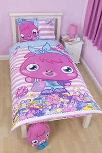 EINZELBETT MOSHI VOGUE BETTBEZUG SET MONSTER ROSA BLAU LILA STREIFEN PUNKTE  - Bild 1 von 2
