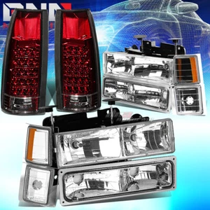 CHROME HEADLIGHT+AMBER SIGNAL+BUMPER+RED LED TAIL LIGHT FOR 94-02 CHEVY C10 - Picture 1 of 1