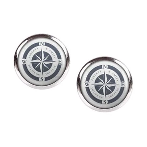 Mylery Stud Earrings Pair with Motif Compass Rose Wind Rose Compass Cardinal Directions - Picture 1 of 6