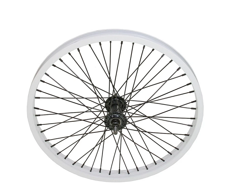 20x2.125 BMX BICICLETA ALEACIÓN Delantera O 9T Eng Trasera Rueda BLANCA 48 Radios Cojinete Sellado Foto 1 de 1