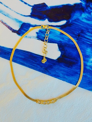 Collana Ciondolo Barra Lunga Christian Dior Vintage anni '70 Perle Cristalli