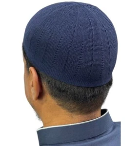 Gorra de sombrero islámico tejido Kufi Taqiyah Topi para hombre - azul marino - Imagen 1 de 1