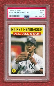 1986 TOPPS #716 RICKEY HENDERSON PSA 9 MINT HOF YANKEES ATHLETICS PADRES