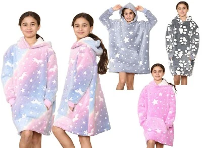 MEET AI MUSE Kids Hoodie Unicorn Glow in Dark Blanket Oversized Fleece Cosy Warm Winter 3-12